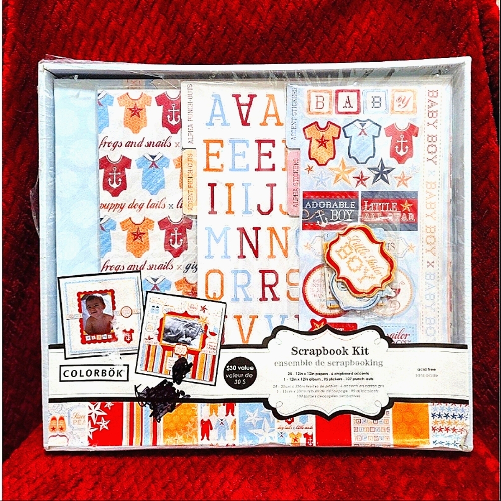 Colorbok Baby Boy Scrapbook Kit 24 Pages 12"X12" New Accents Stickers Punch-outs